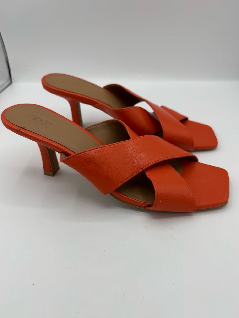 Nordstrom‎ Rack Lauren orange faux leather Slide Sandal size 8 NEW classy office